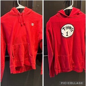 Champion Kids Red Hoodie & Thing 1 Design Hoodie